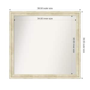 Country White Wash 38.5 in. x 36.5 in. Custom Non-Beveled Wood Framed Bathroom Vantiy Wall Mirror