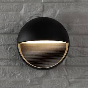 Orbe Small 6.25 in. Black Integrated LED Outdoor Metal/Glass Sconce