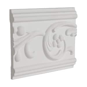 5 in. x 5/8 in. x 6 in. Long Leaf Scroll Polyurethane Frieze Panel Moulding Sample