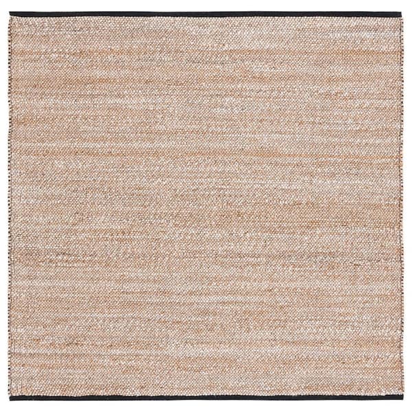 SAFAVIEH Natural Fiber Beige/Black 6 ft. x 6 ft. Woven Border Square Area Rug