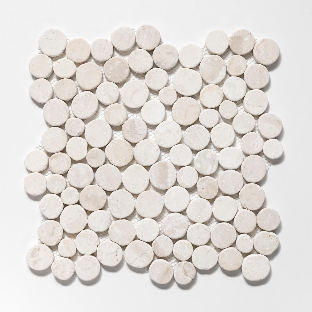 Stone Penny Rounds Off-White 11-1/2 in. x 11-1/2 in. Honed Marble Mesh-Mounted Mosaic Tile (10.12 sq. ft./Case) price history on PriceWatchPro