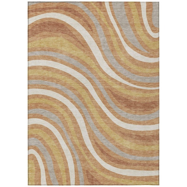 Chantille Machine Washable Indoor/Outdoor Abstract ACN2490 Copper 8 ft. x 10 ft. Area Rug