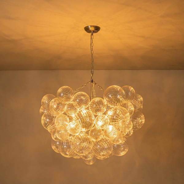 うー Novelbright BRIGHT1、Chandelier HUOKU Neuvy 8-Light 33 in. W Nickel Chandelier with Swirled