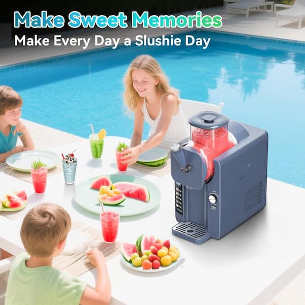 Denjol 68 oz. Blue Snow Cone Machine and Ice Cream Maker with 5