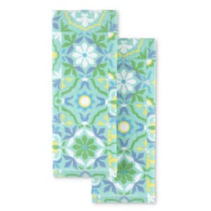 Worn Tiles Green/Blue Kitchen Towel Set