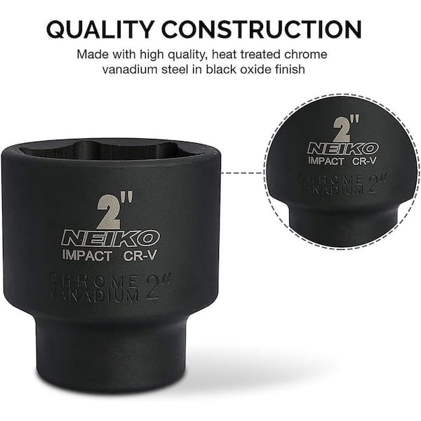 NEIKO 3/4 in. Drive Jumbo Impact Socket Set, Shallow, SAE, Sizes 3