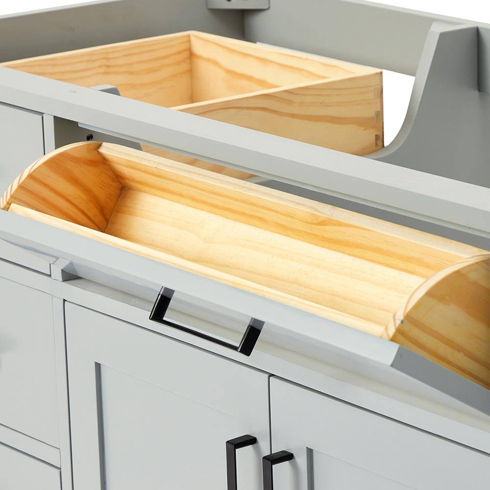 Gray Hardwood Plywood 60'' Single Freestanding Vanity Base
