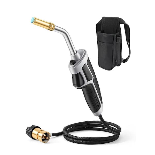 Metal Propane Torch Head Yellow Finish with 5 ft. Hose and Holster, Adjustable Flame, Trigger Start, 1-Piece