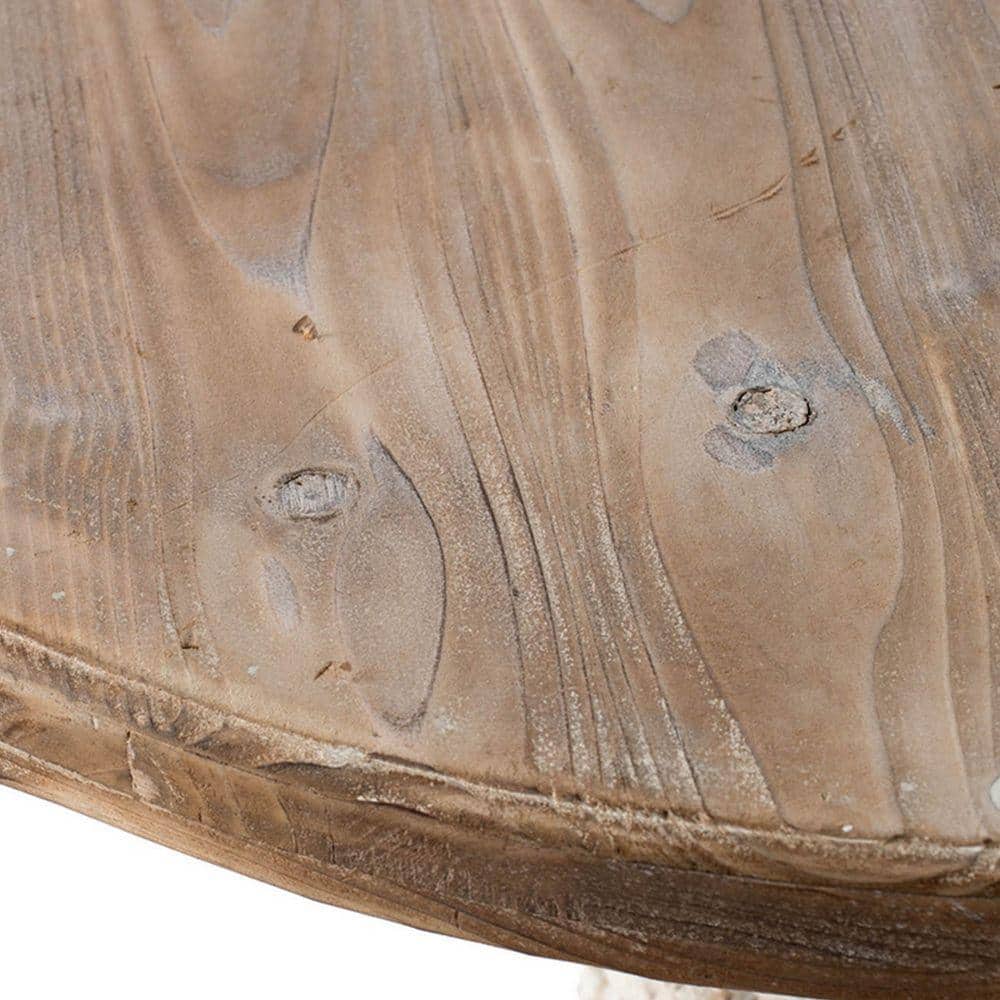 31" Round Weathered Fir Wood Pedestal Accent Table with Storage