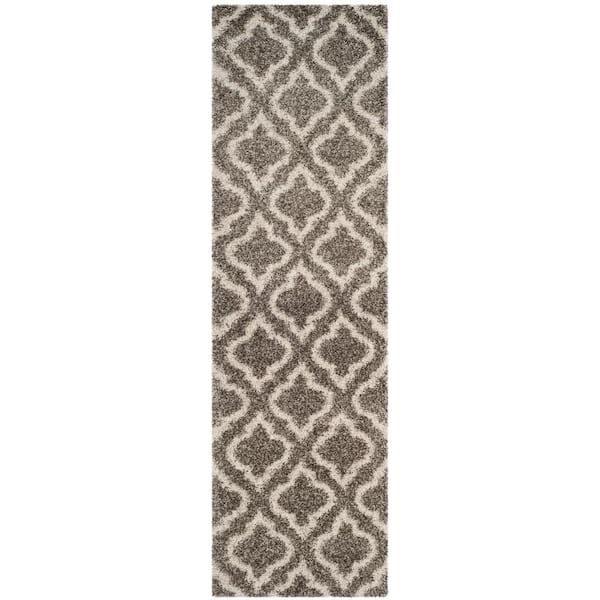 Hudson 2 ft. x 16 ft. Gray/Ivory Geometric Runner Rug