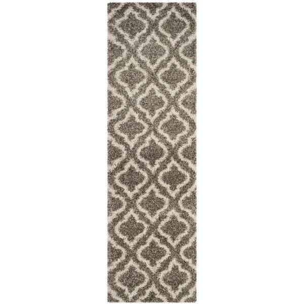 Hudson Shag 2 x 14 Gray/Ivory Ogee Runner Rug