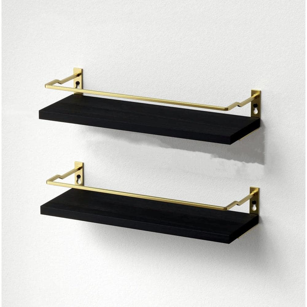 13.7 in. W x 4.7 in. D Black Bathroom Floating Shelves, Decorative Wall She