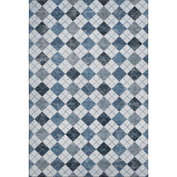 Mayfield Premium Machine Washable Abstract AMF2237 Blue 3 ft. x 4 ft. Area Rug