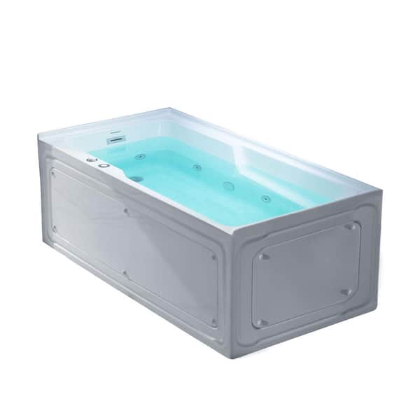 WOODBRIDGE 72 in. x 35.375 in. Acrylic FlatBottom Soaking Bathtub with Center Drain in White with Chrome