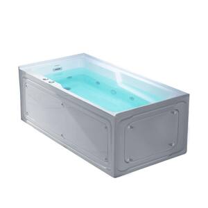 54 in. x 30 in. Whirpool and Heated Bathtub with Left Drain in White