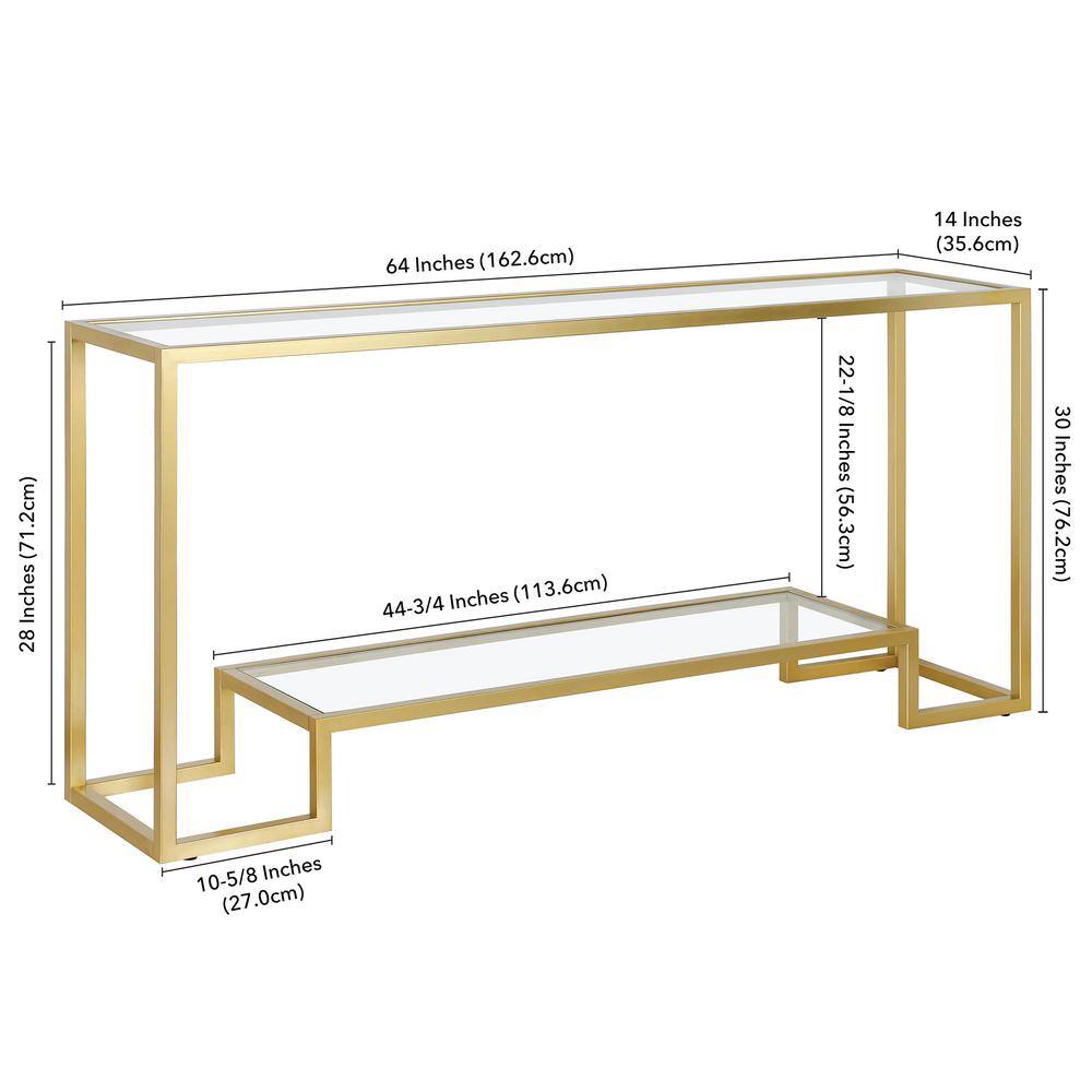 Athena Gold Handcrafted Metallic Console Table with Glass Top
