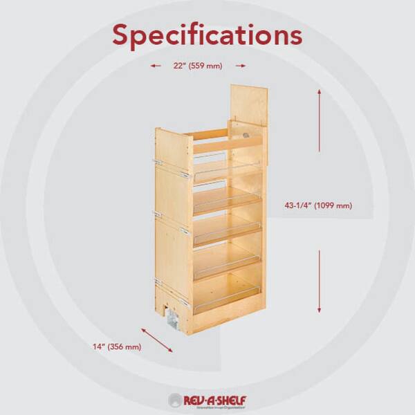 Rev-A-Shelf 43.38 in. Pull-Out Wood Tall Cabinet Pantry with Adjustable  Shelves 448-TP43-14-1 - The Home Depot