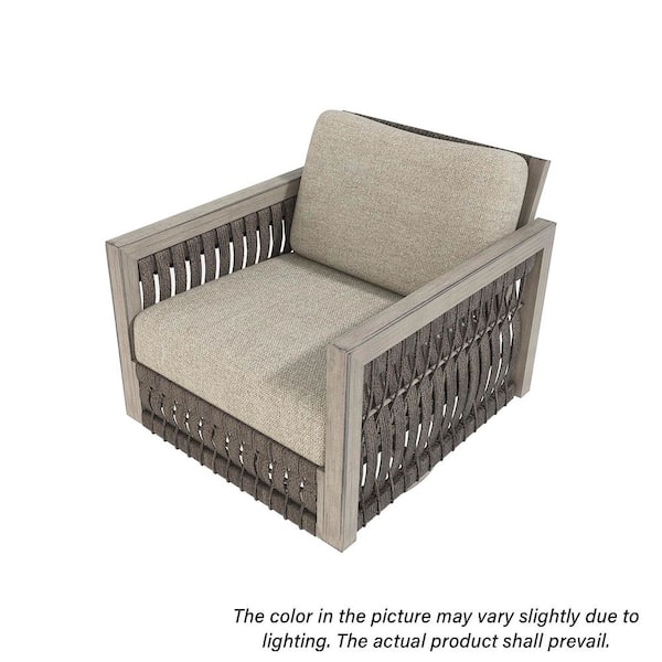 Brown Metal Outdoor Couch with Grey Cushions