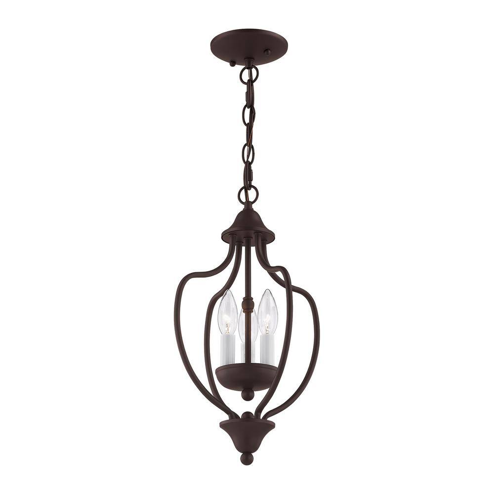 Bronze 3-Light Mini Chandelier with Candelabra Base