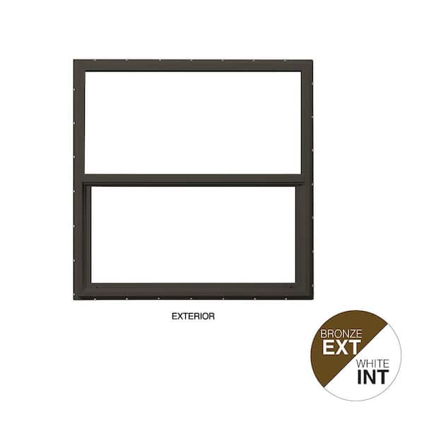 Ply Gem 35.5 in. x 35.5 in. Select Series Vinyl Single Hung Bronze Window with White Int, HP2+ Glass, and Screen