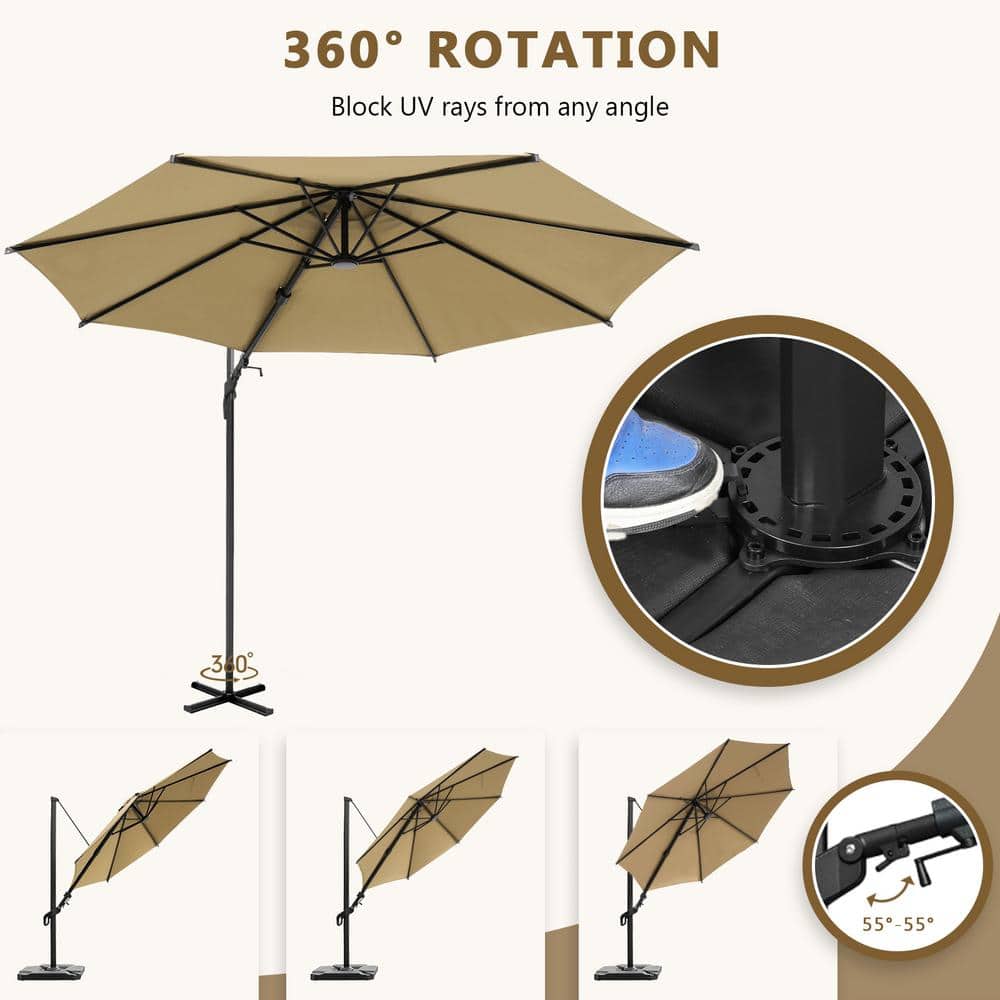 Vienna 10ft Brown Polyester Cantilever Umbrella with Steel Pole