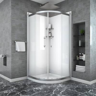 Aurora Decor Magnolia 36 In W X 72 05 H Neo Angle Sliding Semi Frameless Corner Shower Enclosure Bright Silver With Glass Slsshd27019 The Home Depot Semi Frameless Corner Shower Enclosure, Maax Neo Round Shower Doors