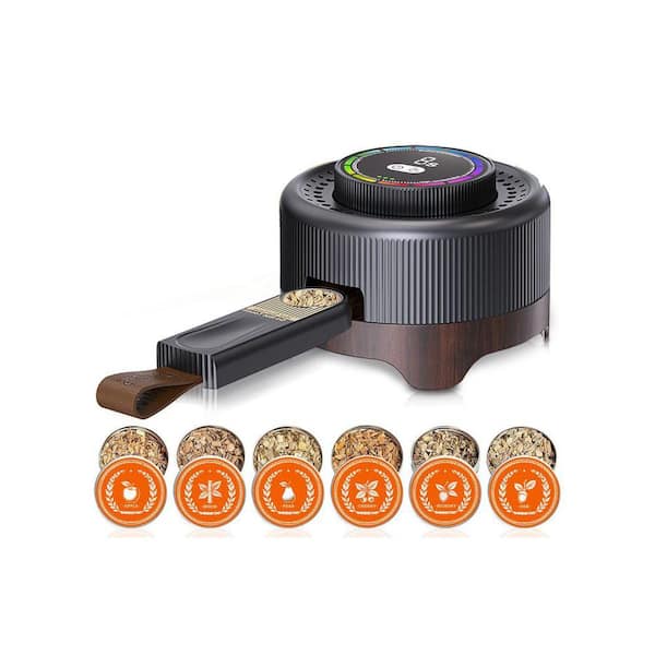 Kit Wood Grain Brown Electric Adjustable Smoke Timer Cocktail Smoker with 6-Wood Chips for Whiskey Bourbon