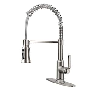 Single Handle Pull Down Sprayer Kitchen Faucet with Advanced Spray Pull Out Spray in Brushed Nicle