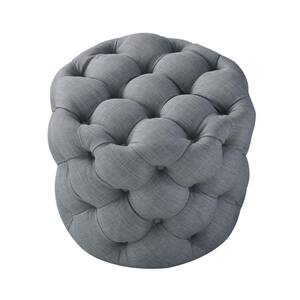 Nathaniel Home 30 in. Round Storage Ottoman, Modern and Luxury Velvet  Style, Nail Head Tufted Seating, Footrest Stool Bench, Gray 19023-GY - The  Home Depot