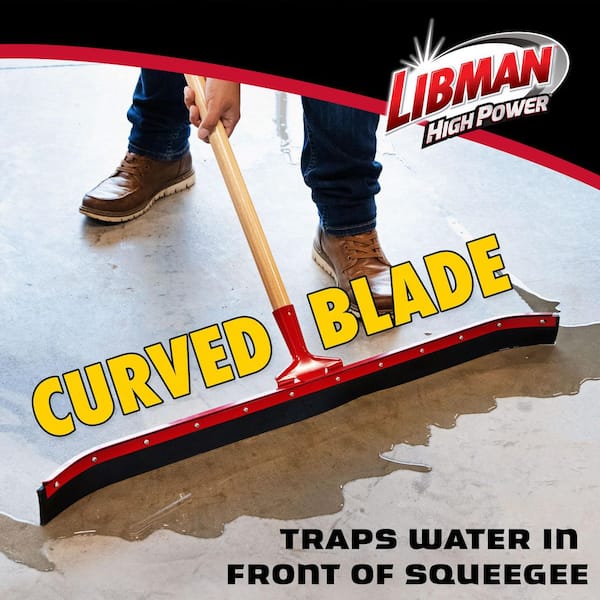 36 in. High Power Curved Rubber Floor Squeegee with 60 in. Wood Handle (2-Pack)