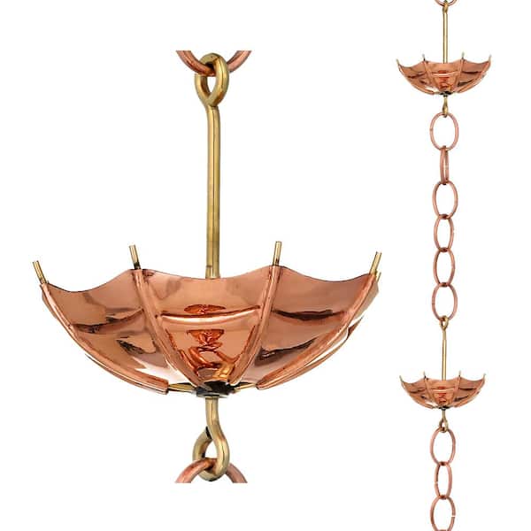 Good Directions 100% Pure Copper Umbrella Rain Chain, 8-1/2 ft. Long, Extra Large Umbrellas, Replaces Gutter Downspout