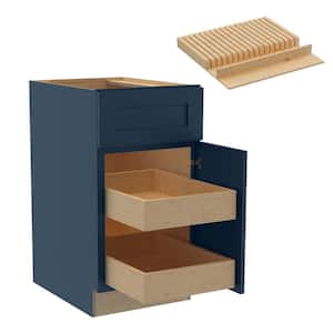Newport Blue Painted Plywood Shaker Assembled Base Kitchen Cabinet Rt 2ROT KB18 W in. 24 D in. 34.5 in. H