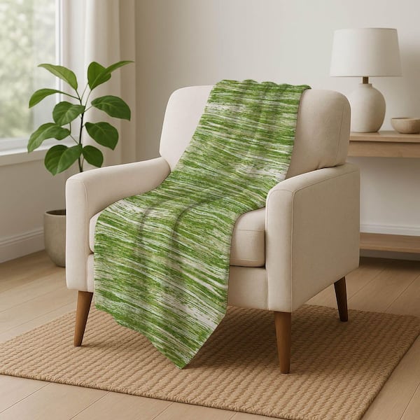 Premium Machine Washable ASB896 Green 50 in. x 70 in. Sherpa Throw Blanket