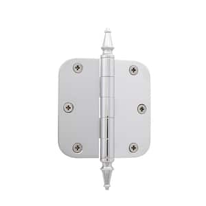 3.5 in. Bright Chrome Steeple Tip Residential Hinge with 5/8 in. Radius Corners