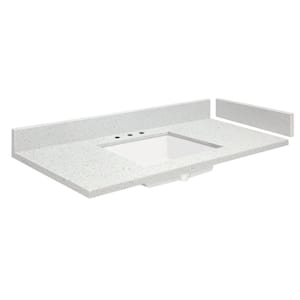 24.5 in. W x 22.25 in. D Quartz Vanity Top in Milan White with White Basin and Widespread