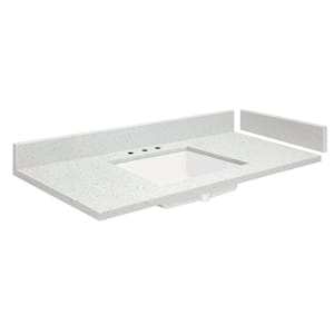 25.5 in. W x 22.25 in. D Quartz Vanity Top in Milan White with White Basin and Widespread