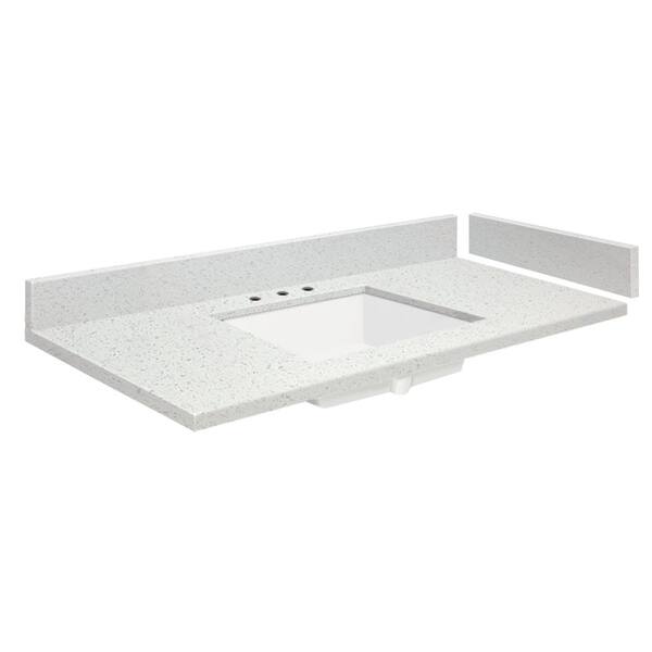 Transolid 28.5 in. W x 22.25 in. D Quartz Vanity Top in Milan White with White Basin and Widespread