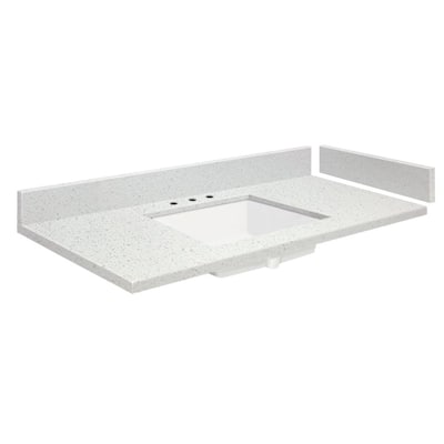 43.5 in. W x 22.25 in. D Quartz Vanity Top in Urban Gray with White Basin  and Widespread