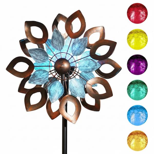 74 in. H Copper Wind Spinners with Solar LED Light