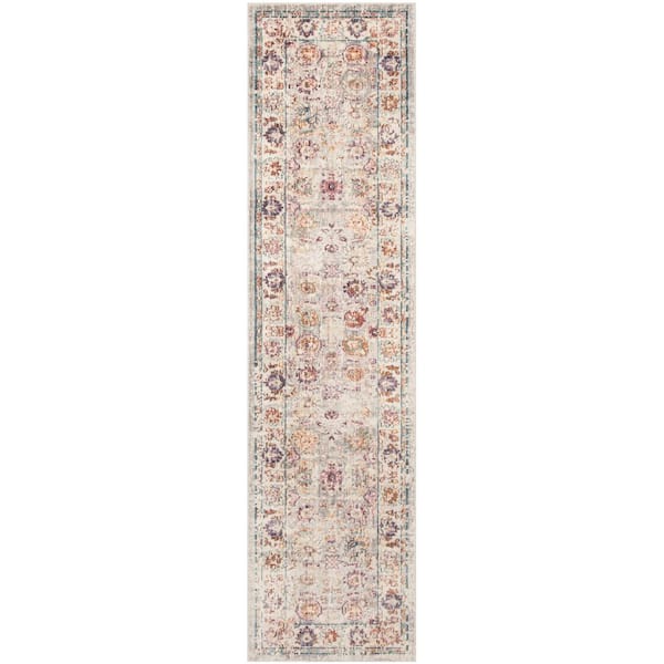 SAFAVIEH Illusion Light Gray/Cream 2 ft. x 8 ft. Border Runner Rug