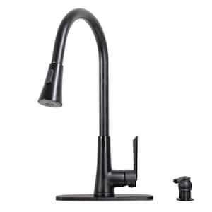 Kitchen Series Single-Handle Pull-Down Sprayer Kitchen Faucet with Soap Dispenser in Matte Black