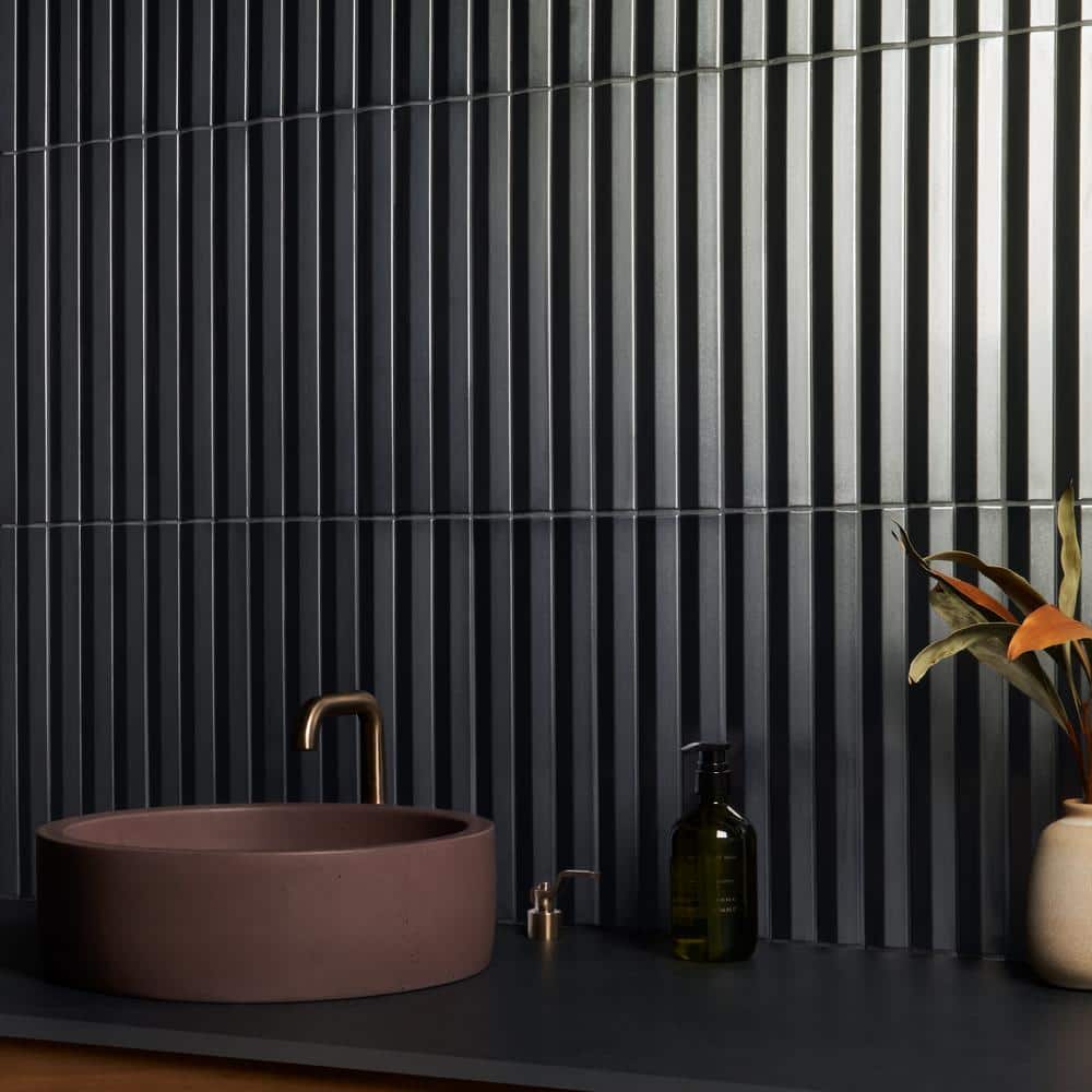 Apex 5" x 16" Gray 3D Polished Porcelain Wall Tile