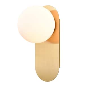 4.92 in. 1-Light Antique Brass Modern Wall Sconce with Standard Shade