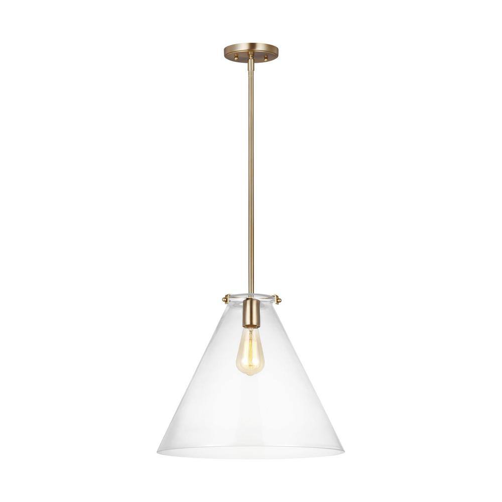 Elegant Satin Brass Modern Pendant with Clear Glass Shade