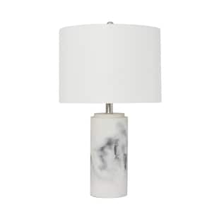 23.75 in. White Marble Table Lamp with Fabric Shade