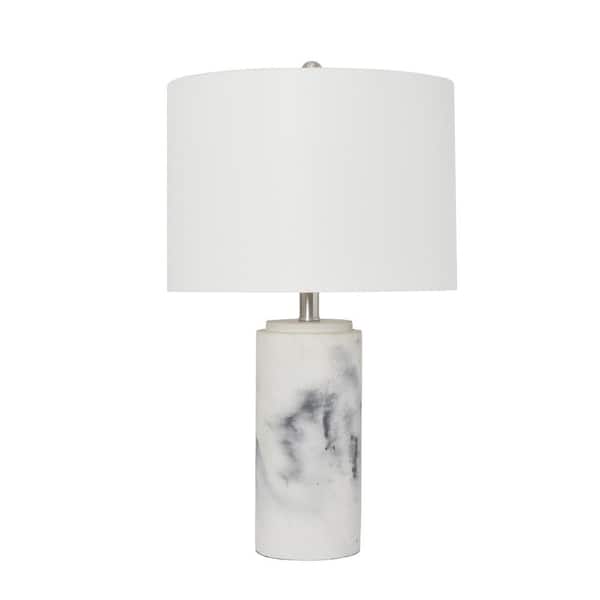 Elegant Designs 23.75 in. White Marble Table Lamp with Fabric Shade