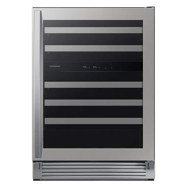 Samsung Dual Zone 24 in. 51-Bottle Free Standing Wine Cooler in Stainless Steel