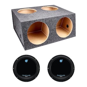 12 in. 4 Hole Enclosure and Planet Audio AC12D 1800-Watt Subwoofer (2-Pack)