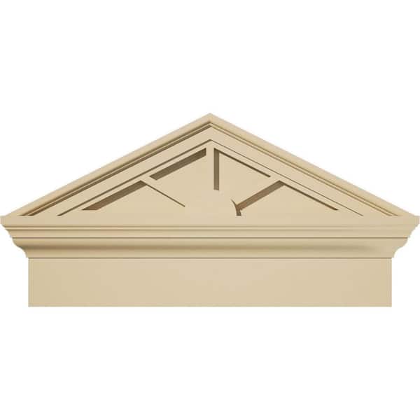Ekena Millwork 24-in W x 12-7/8-in H x 2-3/4-in P (Pitch 6/12) Peaked Cap 3-SpokeSignature Urethane Combination Pediment, Primed Tan