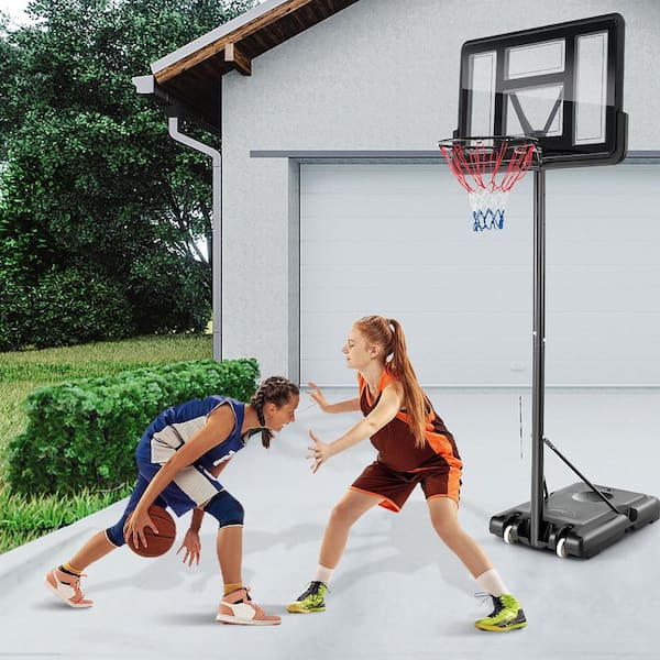 4.25 ft. to 10 ft. Portable Adjustable Basketball Hoop System with 44 ft. Backboard 2-Nets